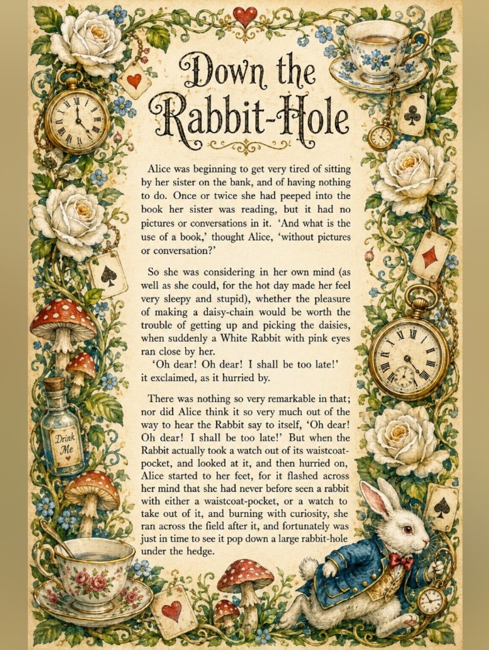 16pc=Alice Journey Quotes Sheet Prints Special